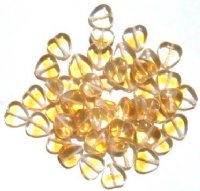 50 10mm Two Tone Crystal & Topaz Glass Heart Beads